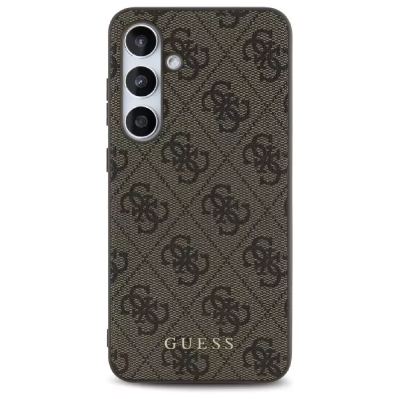 Guess 4G Metal Gold Logo Capa Traseira para Samsung Galaxy S24 FE, Castanho