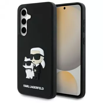Karl Lagerfeld KLHCS24FE3DRKCNK S24 FE S721 preto/preto capa rígida 3D Rubber Karl&Choupette