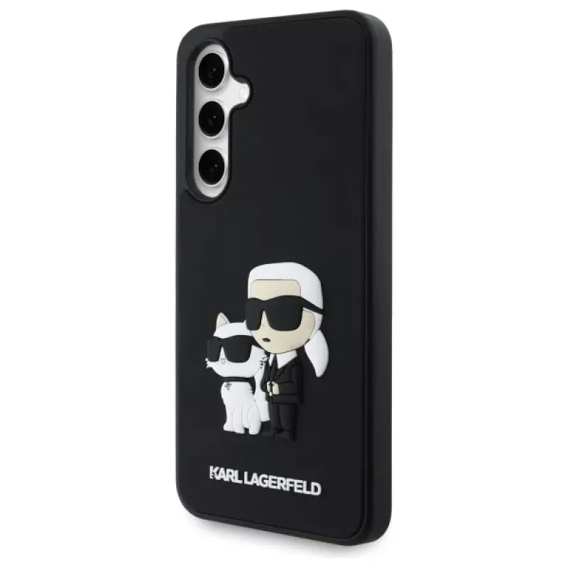 Karl Lagerfeld KLHCS24FE3DRKCNK S24 FE S721 preto/preto capa rígida 3D Rubber Karl&Choupette