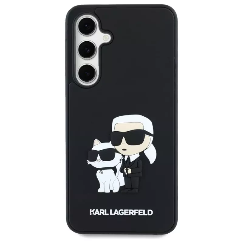 Karl Lagerfeld KLHCS24FE3DRKCNK S24 FE S721 preto/preto capa rígida 3D Rubber Karl&Choupette