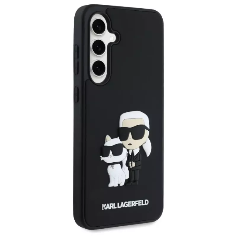 Karl Lagerfeld KLHCS24FE3DRKCNK S24 FE S721 preto/preto capa rígida 3D Rubber Karl&Choupette