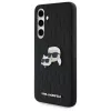Karl Lagerfeld KLHCS24FEPGKLKCPK Samsung Galaxy S24 FE Capa Rígida Preto Monogram Karl & Choupette Head Pin