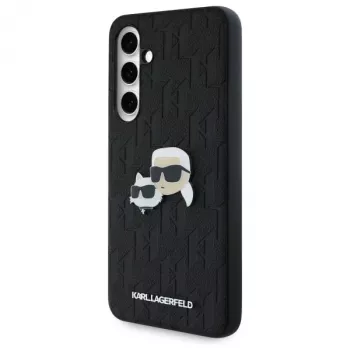 Karl Lagerfeld KLHCS24FEPGKLKCPK Samsung Galaxy S24 FE Capa Rígida Preto Monogram Karl & Choupette Head Pin