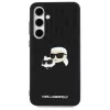 Karl Lagerfeld KLHCS24FEPGKLKCPK Samsung Galaxy S24 FE Capa Rígida Preto Monogram Karl & Choupette Head Pin