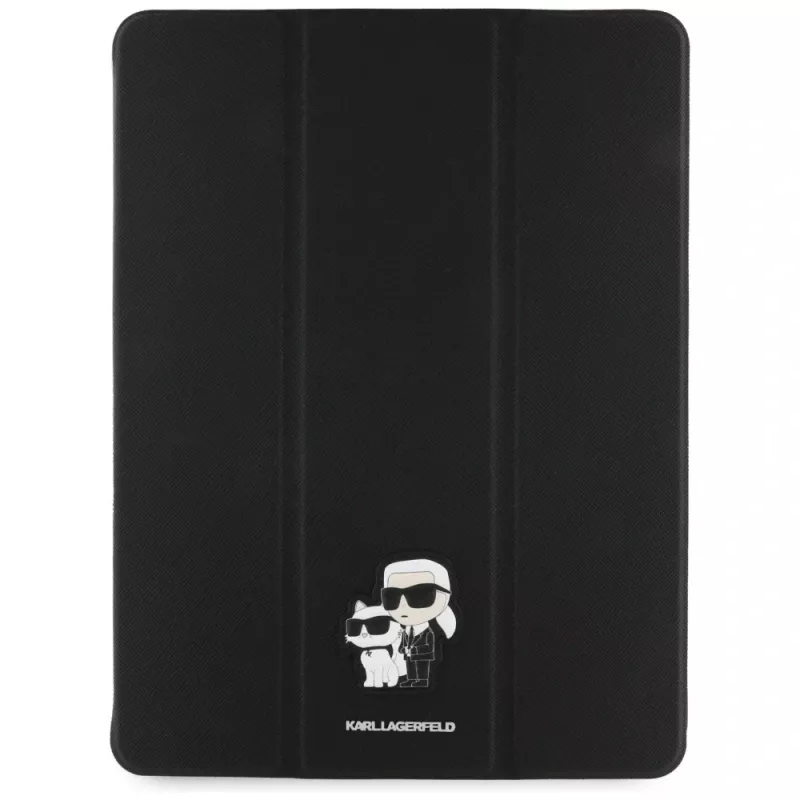 Karl Lagerfeld KLFC13PM24SAKCK capa tipo livro para iPad Pro 13 M4 2024 / M5 2025, preta, Saffiano, magnética, Karl & Choupette