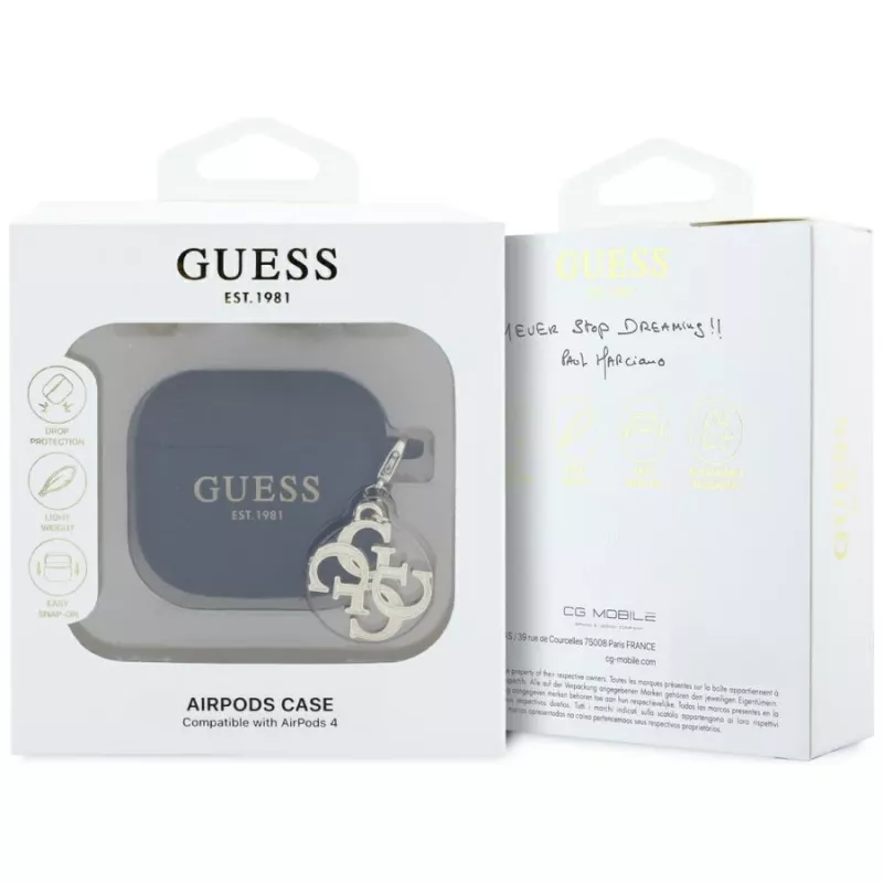 Guess Silicone 4G Charm Capa para AirPods 4 - Preto