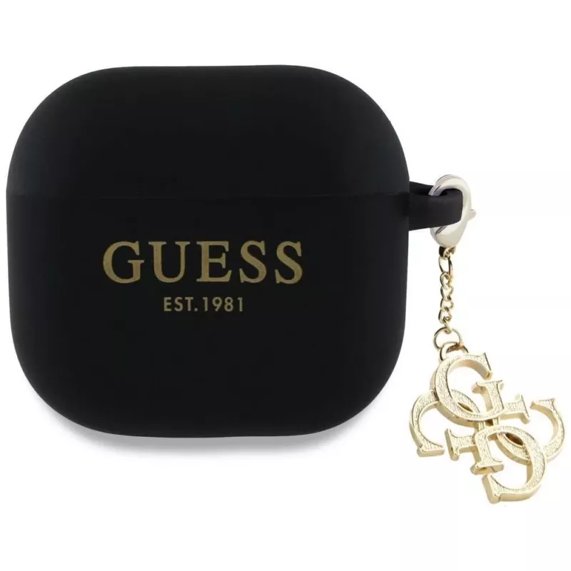 Guess Silicone 4G Charm Capa para AirPods 4 - Preto