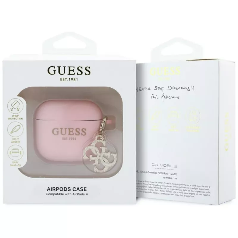 Guess GUA4LECG4P AirPods 4 Capa Rosa Silicone 4G Charm