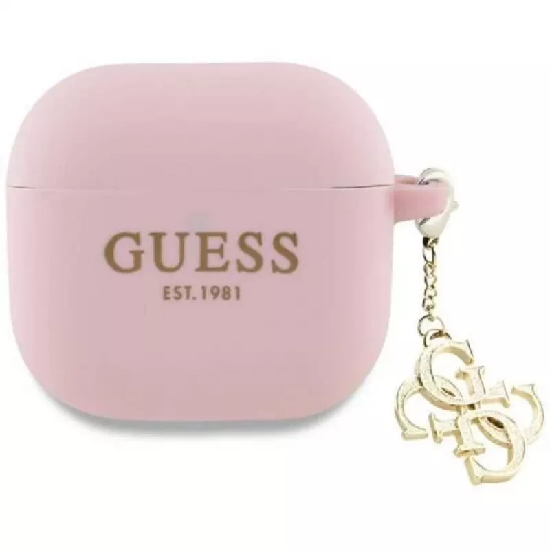 Guess GUA4LECG4P AirPods 4 Capa Rosa Silicone 4G Charm