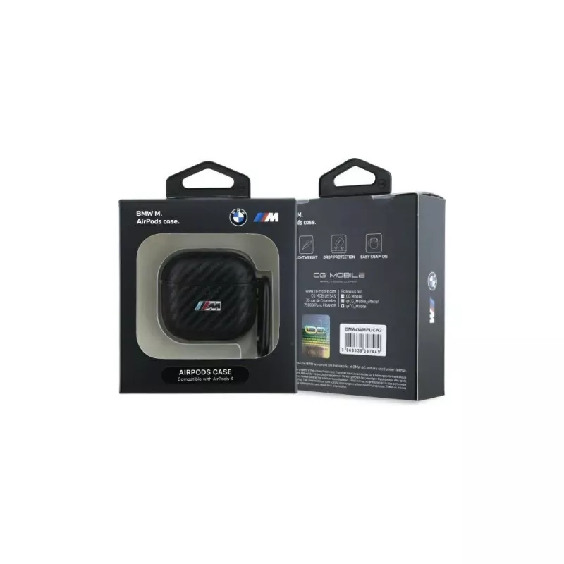BMW BMA4CMPUCA AirPods 4 Capa Preto PU Carbon M Collection