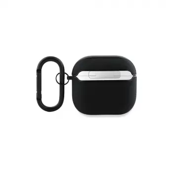 BMW BMA4SSLBK AirPods 4 Capa Preto Pele Genuína Logótipo Prateado