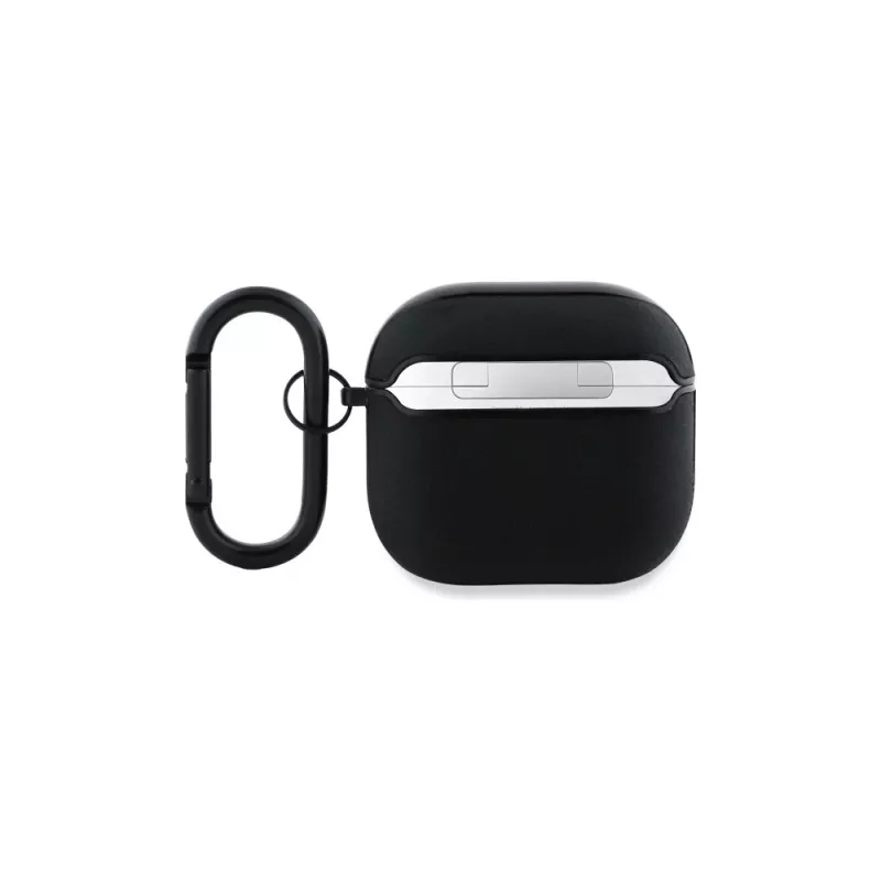 BMW BMA4SSLBK AirPods 4 Capa Preto Pele Genuína Logótipo Prateado