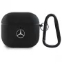 Capa Mercedes-Benz MEA4CSLBK para AirPods 4 preta em pele com logótipo metálico