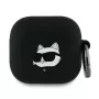 Capa Karl Lagerfeld KLA4RUNCHK para AirPods 4 preta em silicone com cabeça Choupette 3D