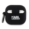 Capa Karl Lagerfeld KLA4RUNCHK para AirPods 4 preta em silicone com cabeça Choupette 3D