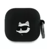 Capa Karl Lagerfeld KLA4RUNCHK para AirPods 4 preta em silicone com cabeça Choupette 3D