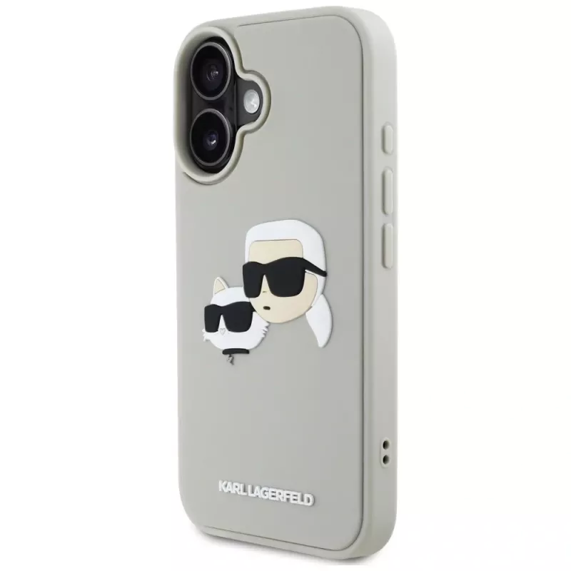 Capa KARL LAGERFELD HC 3D Rubber DoubleHeads para Apple iPhone 16 - bege