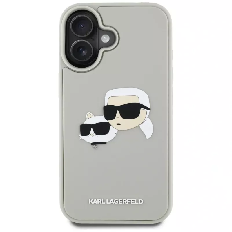 Capa KARL LAGERFELD HC 3D Rubber DoubleHeads para Apple iPhone 16 - bege