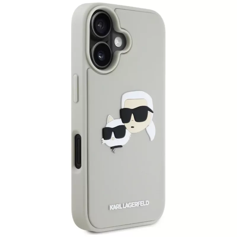 Capa KARL LAGERFELD HC 3D Rubber DoubleHeads para Apple iPhone 16 - bege