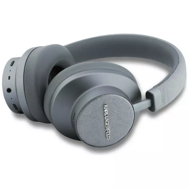 Auscultadores over-ear Bluetooth ANC Karl Lagerfeld Saffiano Elongated cinzentos