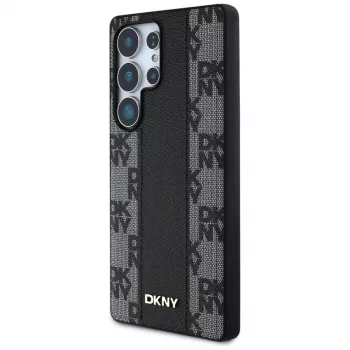 Capa MagSafe DKNY em pele Checkered Pattern para Samsung Galaxy S25 Ultra preta