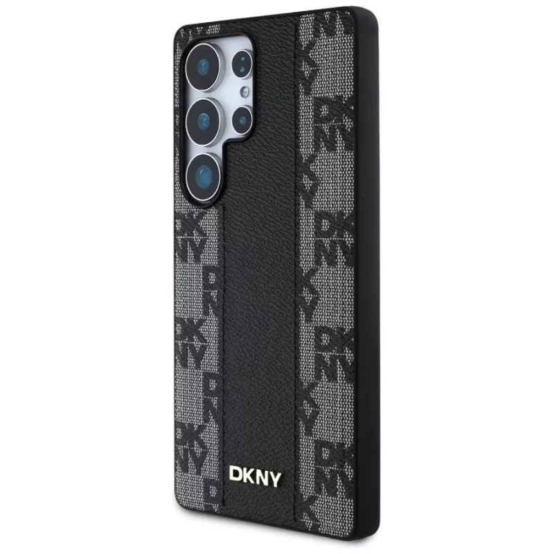 Capa MagSafe DKNY em pele Checkered Pattern para Samsung Galaxy S25 Ultra preta