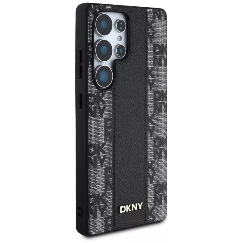 Capa MagSafe DKNY em pele Checkered Pattern para Samsung Galaxy S25 Ultra preta