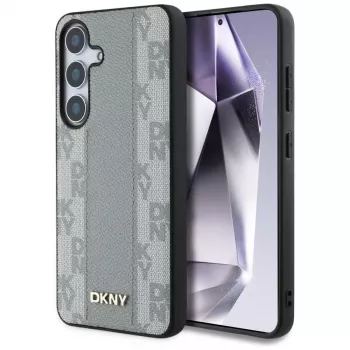 Capa MagSafe DKNY em pele Checkered Pattern para Samsung Galaxy S25 - taupe