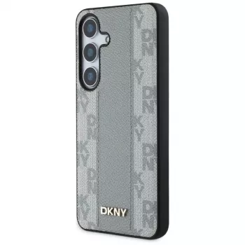 Capa MagSafe DKNY em pele Checkered Pattern para Samsung Galaxy S25 - taupe