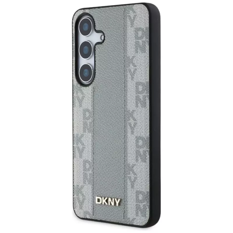 Capa MagSafe DKNY em pele Checkered Pattern para Samsung Galaxy S25 - taupe