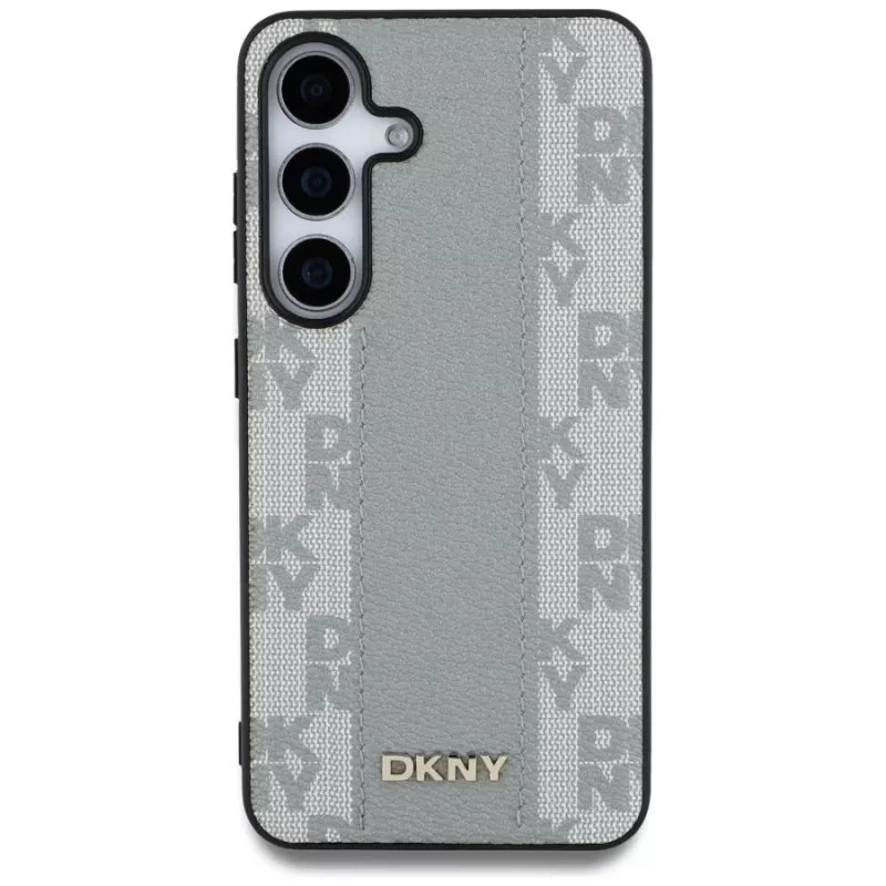 Capa MagSafe DKNY em pele Checkered Pattern para Samsung Galaxy S25 - taupe