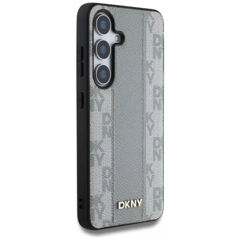 Capa MagSafe DKNY em pele Checkered Pattern para Samsung Galaxy S25 - taupe