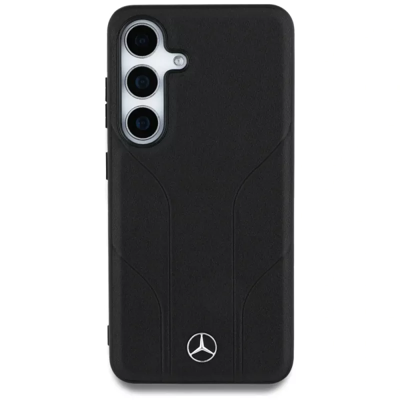 Capa MERCEDES-BENZ Mercedes Leather Debossed Lines MagSafe para Samsung Galaxy S25+ preta