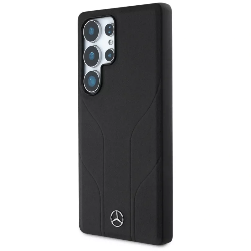 Capa MERCEDES-BENZ Mercedes Leather Debossed Lines MagSafe para Samsung Galaxy S25 Ultra preta