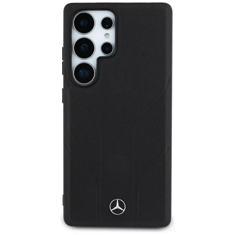 Capa MERCEDES-BENZ Mercedes Leather Debossed Lines MagSafe para Samsung Galaxy S25 Ultra preta