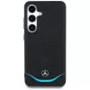 Capa MERCEDES-BENZ Mercedes Leather Contrasted Blue Horizontal Curve MagSafe para Samsung Galaxy S25 preta