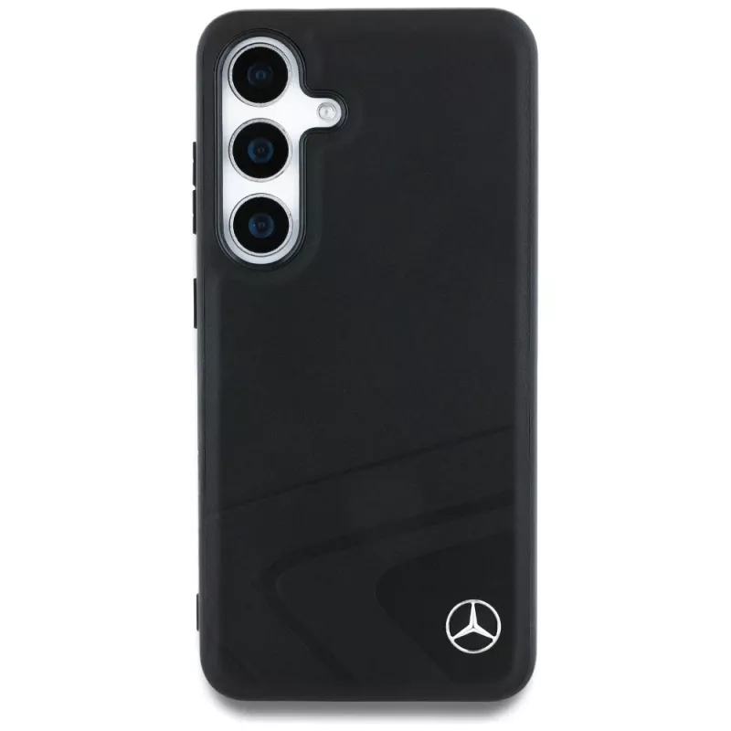 Capa MERCEDES-BENZ Mercedes Leather Horizontal Debossed Curves MagSafe para Samsung Galaxy S25 preta