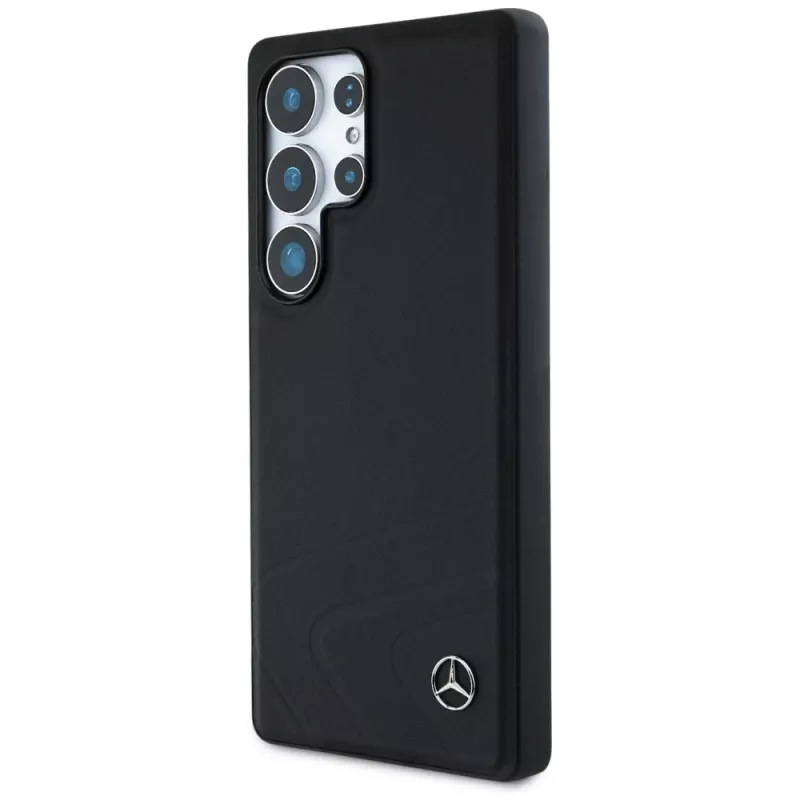 Capa MERCEDES-BENZ Mercedes Leather Horizontal Debossed Curves MagSafe para Samsung Galaxy S25 Ultra preta