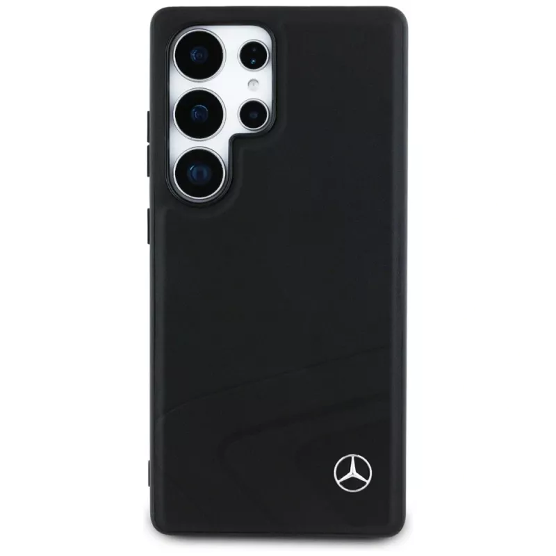 Capa MERCEDES-BENZ Mercedes Leather Horizontal Debossed Curves MagSafe para Samsung Galaxy S25 Ultra preta