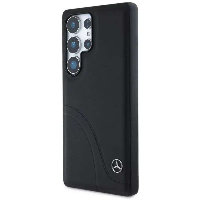 Capa MERCEDES-BENZ Mercedes Leather Curved Stitches para Samsung Galaxy S25 Ultra preta