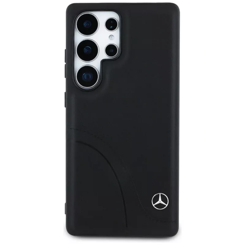 Capa MERCEDES-BENZ Mercedes Leather Curved Stitches para Samsung Galaxy S25 Ultra preta