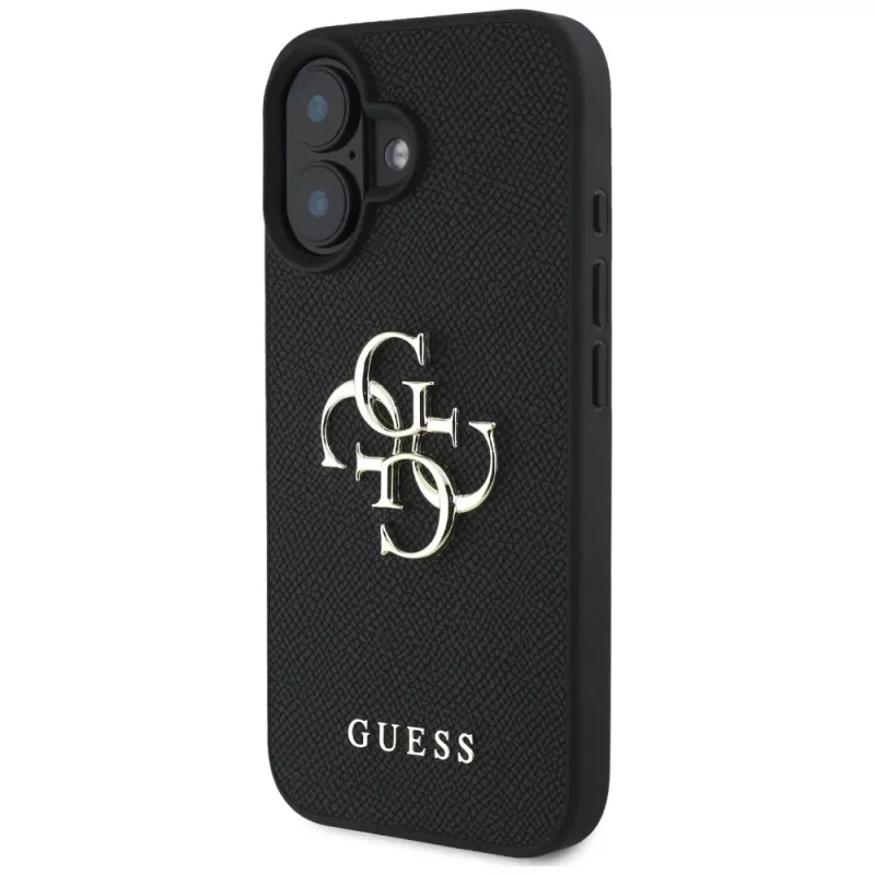 Capa Guess Grained Big 4G Logo Small Classic Logo para iPhone 16 (preta)