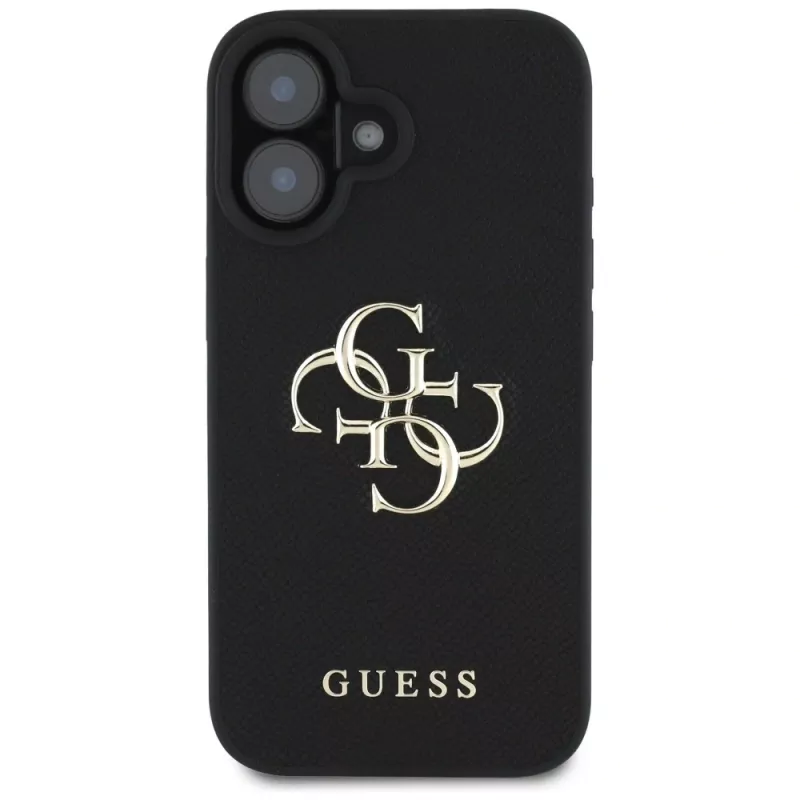 Capa Guess Grained Big 4G Logo Small Classic Logo para iPhone 16 (preta)
