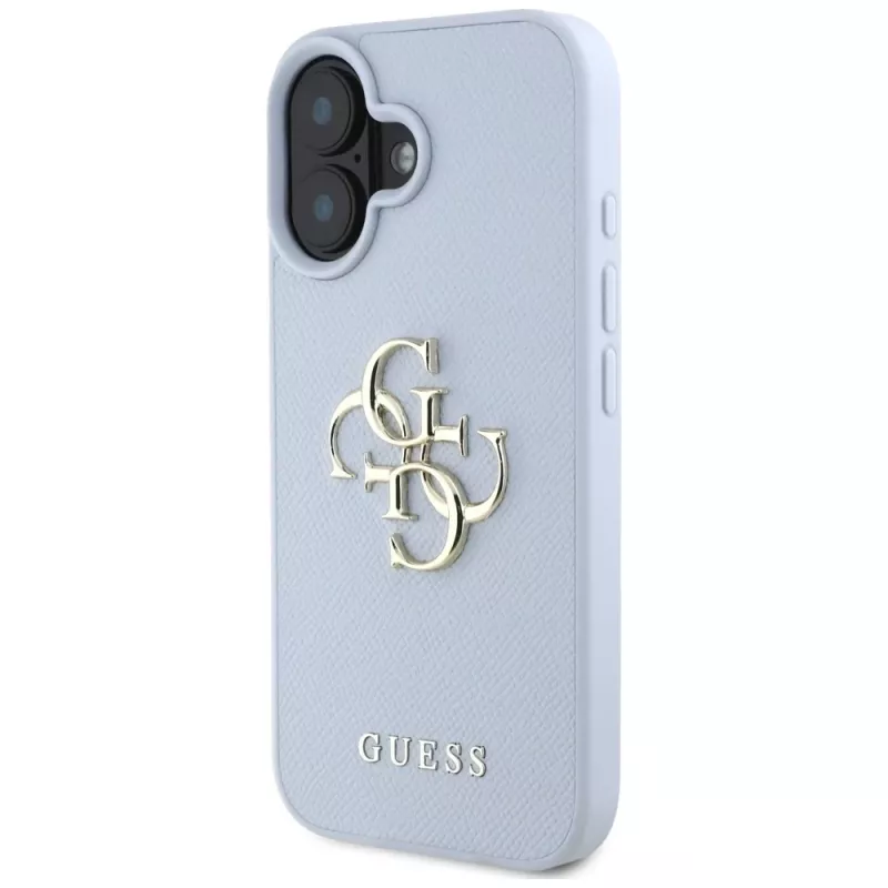 Capa traseira Guess Grained Big 4G Logo Small Classic Logo para Apple iPhone 16 - azul