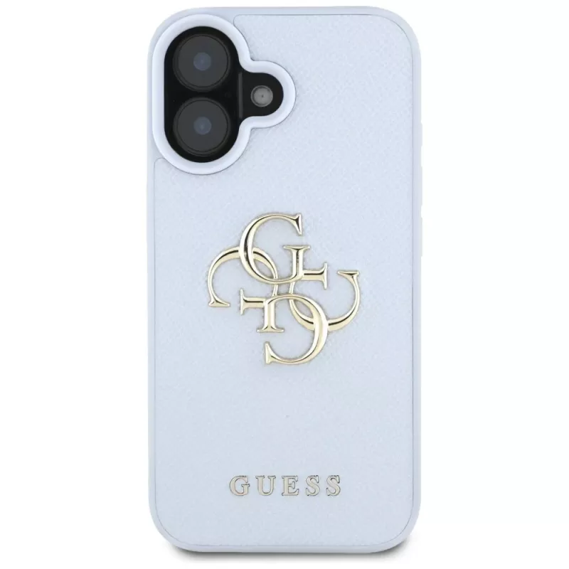 Capa traseira Guess Grained Big 4G Logo Small Classic Logo para Apple iPhone 16 - azul