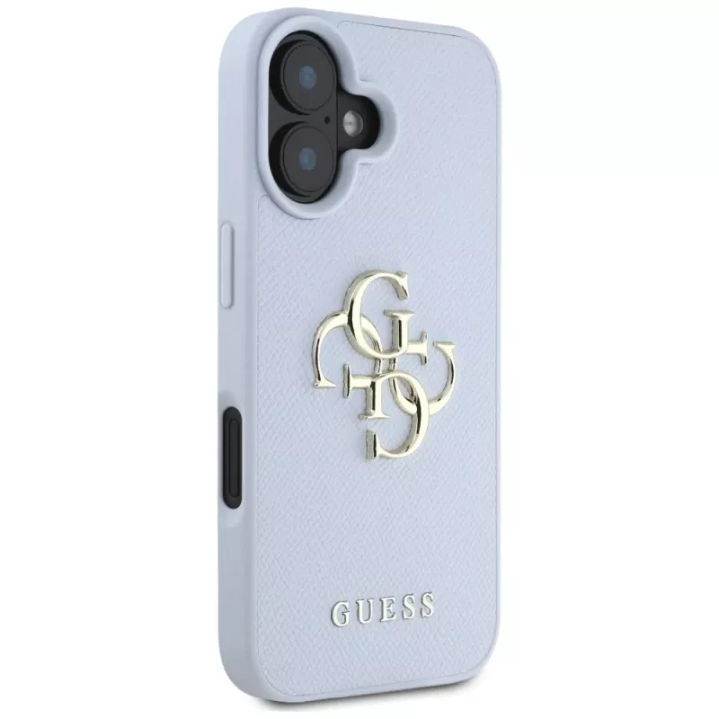 Capa traseira Guess Grained Big 4G Logo Small Classic Logo para Apple iPhone 16 - azul