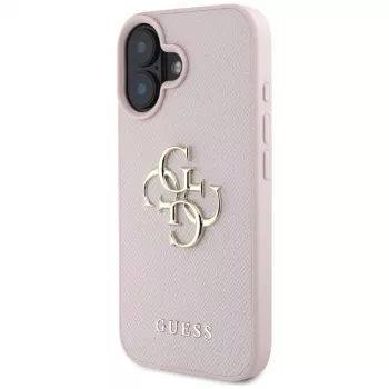 Capa traseira Guess Grained Big 4G Logo Small Classic Logo para Apple iPhone 16 - rosa