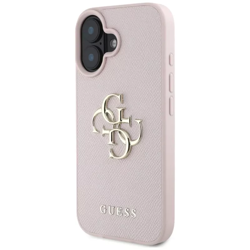 Capa traseira Guess Grained Big 4G Logo Small Classic Logo para Apple iPhone 16 - rosa