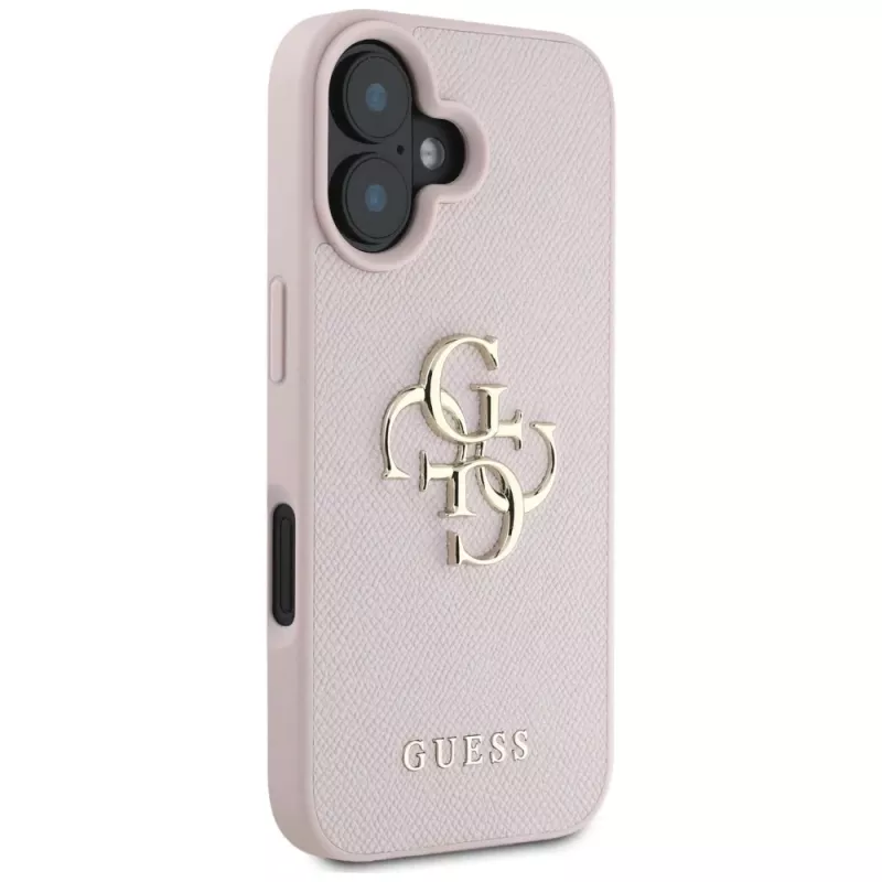 Capa traseira Guess Grained Big 4G Logo Small Classic Logo para Apple iPhone 16 - rosa