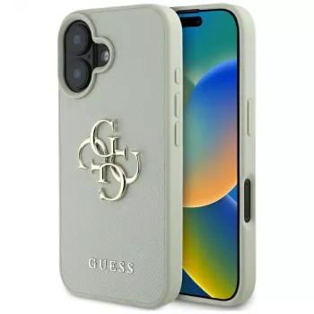 Capa traseira Guess Grained Big 4G Logo Small Classic para iPhone 16 - verde